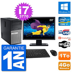 PC Tour Dell 7010 Ecran 22" Intel i7-3770 RAM 4Go Disque 1To Windows 10 Wifi - Occasion