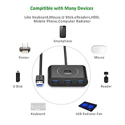 Wewoo Hub USB 2.0 noir Portable Super Speed 4 ports USB 3.0 adaptateur de câble HUB, pas de support OTG, longueur de câble: 2 m pas cher