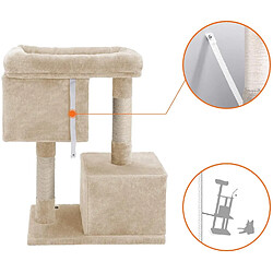 Helloshop26 Arbre à chat colonne en sisal pour aiguiser les griffes 2 niches luxueuses maison de jeu meubles pour chatons chats et félins couleur beige 12_0000156