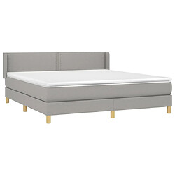 Avis Maison Chic Structures de lit + matelas,Lit à sommier tapissier avec matelas Gris clair 180x200cm Tissu -MN90243