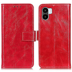 Etui en PU texture rétro crazy horse, fermoir magnétique, anti-chute, anti-rayures avec support pour votre Xiaomi Redmi A1 4G - rouge