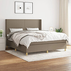 vidaXL Sommier à lattes de lit avec matelas Taupe 160x200 cm Tissu