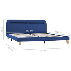 vidaXL Cadre de lit avec LED sans matelas bleu tissu 180x200 cm pas cher