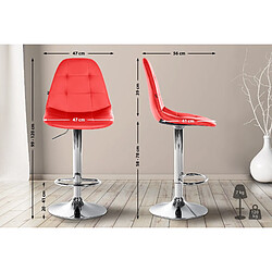 Avis Decoshop26 Tabouret de bar x1 avec repose-pieds hauteur réglable pivotant assise en PVC rouge cadre métallique chromé 10_0004825