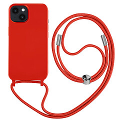 Avizar Coque Cordon iPhone 14 Semi-rigide avec Lanière Tour du Cou 80cm rouge