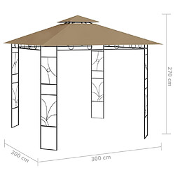 Maison Chic Auvent,Belvédère d'extérieur,Tonnelle 3x3x2,7 m Taupe 160 g/m² -GKD27470 pas cher