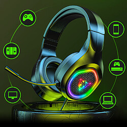 General Casque de jeu Bluetooth filaire, prise audio 0,1 pouce, coussinets en mousse à mémoire de forme, lumière LED, basses surround, léger, compatible avec PC, PlayStation, Xbox, Switch.(bluetooth filaire)