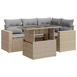 vidaXL Salon de jardin avec coussins 5 pcs beige résine tressée