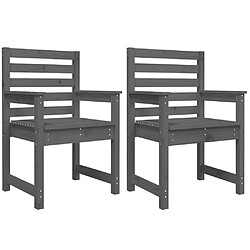 Maison Chic Lot de 2 Chaises de jardin,Fauteuil d'extérieur gris 60x48x91 cm bois massif de pin -MN77229