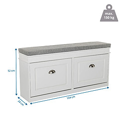 Acheter Armoire à chaussures / banquette ESTHA I 104x24x47,5 cm 2 abattants à chaussures blanc/gris hjh LIVING