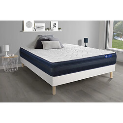 ACTISOM Ensemble matelas ACTIMEMO TECH 140x200 Mémoire de forme Maxi épaisseur 5zones de confort + sommier KIT blanc