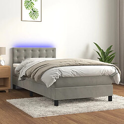 vidaXL Sommier à lattes de lit avec matelas et LED Gris clair 80x200cm