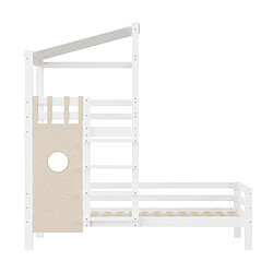 KOMHTOM Blanc 90x200 lits superposés pour enfants avec toit lit en bois massif de haute qualité avec cadre à Lattes