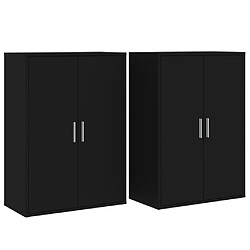 vidaXL Buffets 2 pcs noir 60x31x84 cm bois d'ingénierie