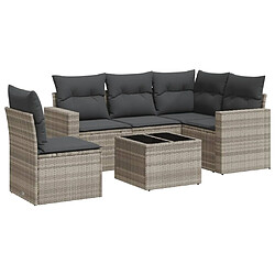 vidaXL Salon de jardin 6 pcs avec coussins gris clair résine tressée