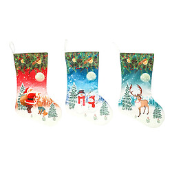 C233 3pcs Noël Snowman Elk Chaussettes Pendentif Décorations de Noël Grand Sac-cadeau Pendentif Cheminée