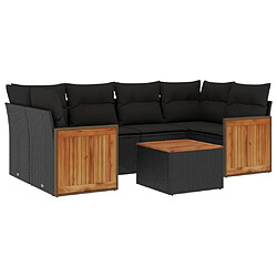 Maison Chic Salon de jardin 7 pcs avec coussins | Ensemble de Table et chaises | Mobilier d'Extérieur noir résine tressée -GKD24276