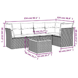 Acheter vidaXL Salon de jardin avec coussins 6 pcs beige résine tressée