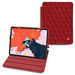 Housse cuir Apple iPad Pro 12.9' (2018) - Rabat horizontal - Rouge - Couture ( Nappa - Pantone #d50032 ) - NOREVE