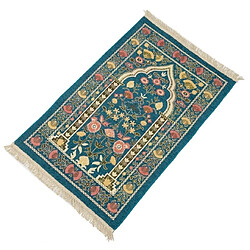 Universal Tapis de prière musulman, tapis de prière musulman épais, fleurs tissées, tapis à franges.(Vert)