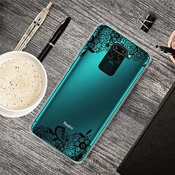 Coque en TPU impression de motifs fleur noir pour votre Xiaomi Redmi Note 9