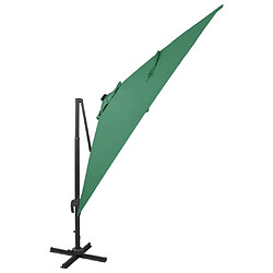 ComfortXL Parasol Déporté Avec Mât Et Lumières LED Vert 300 Cm