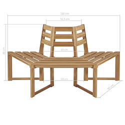 Avis Helloshop26 Banc de jardin meuble de patio d'extérieur terrasse de tour d'arbre demi-hexagonal 160 x 80 x 86 cm bois d'acacia massif 02_0011814