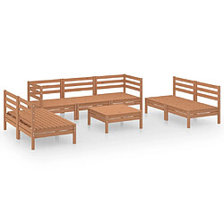 vidaXL Salon de jardin 8 pcs Marron miel Bois de pin massif