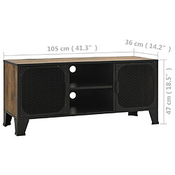 vidaXL Meuble TV Marron rustique 105x36x47 cm Métal et MDF pas cher