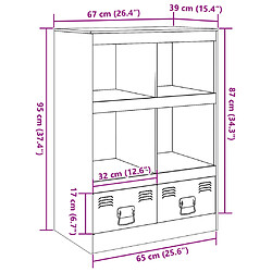 vidaXL Buffet vert olive 67x39x95 cm acier pas cher