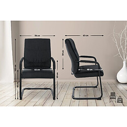 Decoshop26 Chaise de visiteur XXL sans roulettes confortable et design en tissu noir BUR10699