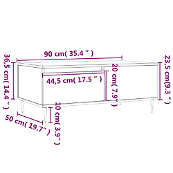 vidaXL Table basse Chêne sonoma 90x50x36,5 cm Bois d'ingénierie pas cher