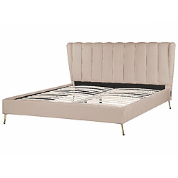 Beliani Lit double en velours avec port USB 180 x 200 cm taupe MIRIBEL pas cher