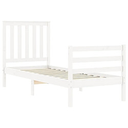 Maison Chic Cadre/structure de lit avec tête de lit pour adulte - Lit Moderne Chambre blanc petit simple bois massif -MN83196 pas cher