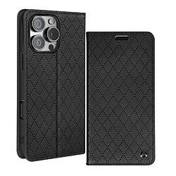 Avizar Étui Folio pour iPhone 16 Pro Losange Porte cartes Support Vidéo Noir