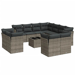 Maison Chic Salon de jardin avec coussins 12 pcs | Ensemble de Table et chaises | Mobilier d'Extérieur gris résine tressée -GKD99464