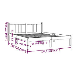 vidaXL Cadre de lit sans matelas marron miel bois massif 140x190 cm pas cher