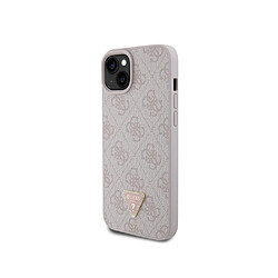 Guess Maroquinerie Guess Coque pour Apple iPhone 15 Plus Triangle Strass 4G Rose