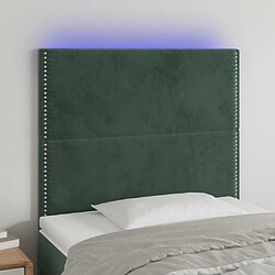 Maison Chic Tête de lit moderne à LED lumineuse pour chambre - Décoration de lit Vert foncé 80x5x118/128 cm Velours -MN25883