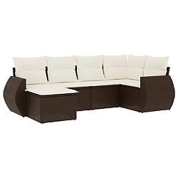 vidaXL Salon de jardin avec coussins 6 pcs marron résine tressée