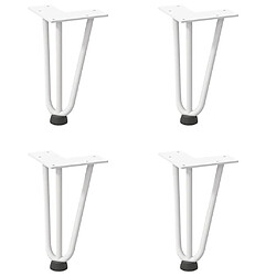 vidaXL Pieds de table en forme d'épingle à cheveux 4 pcs blanc 20 cm