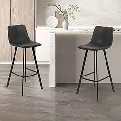 Mes Lot de 2 chaises de bar H68 cm en PU noir - POHAN