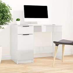 Avis Maison Chic Bureau,Table de travail,bureau de travail pour chambre Blanc brillant 100x50x75 cm Bois d'ingénierie -GKD36954