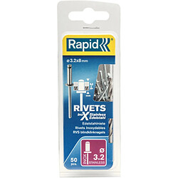 Rivets inox R 32 x 8 mm incl. Foret 50 Unités Blister Rapid