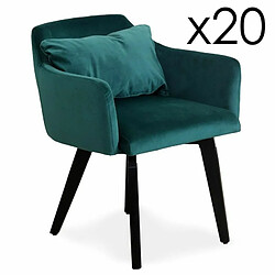 Paris Prix Lot de 20 Fauteuils en Velours Scanda 70cm Vert