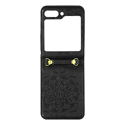 Avizar Coque pour Samsung Galaxy Z Flip 5 Motif fleur Collection Mandala Blossom Noir