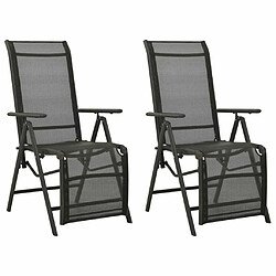 Maison Chic Lot de 2 Chaises inclinables de jardin - Fauteuil d'extérieur Textilène et aluminium Noir -MN35562