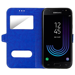 Avis Avizar Housse Samsung Galaxy J3 2017 Etui Double Fenêtre Coque Silicone Gel - bleunuit