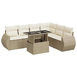 vidaXL Salon de jardin avec coussins 7 pcs beige résine tressée