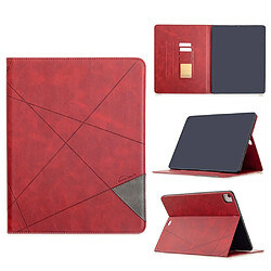 Etui en PU motif géométrique design cool fonction réveil/sommeil automatique rouge pour votre Apple iPad Pro 12.9 pouces (2020)/(2018)